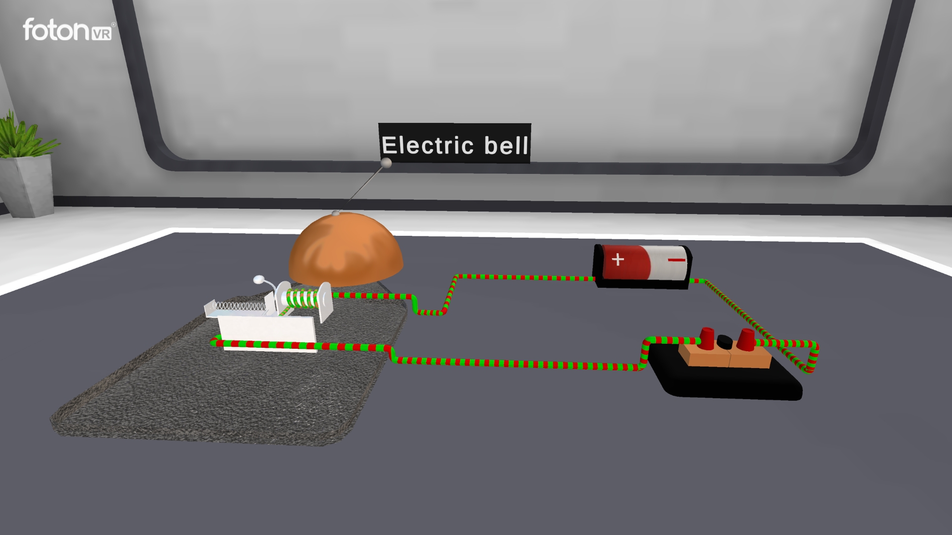 Electric bell circuit experiment in VR